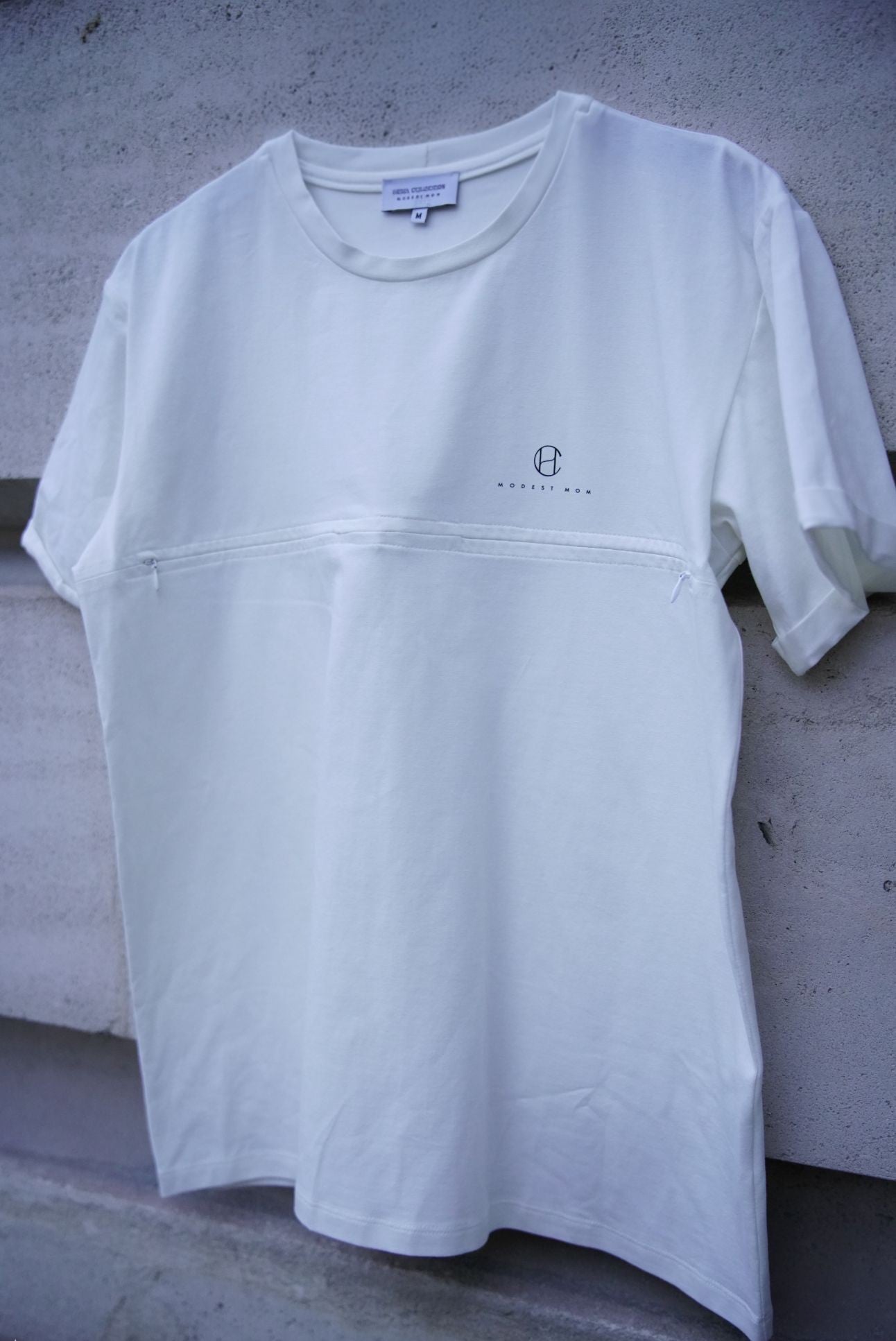 T-shirt allaitement zip discret blanc cassé – Hedia Collection