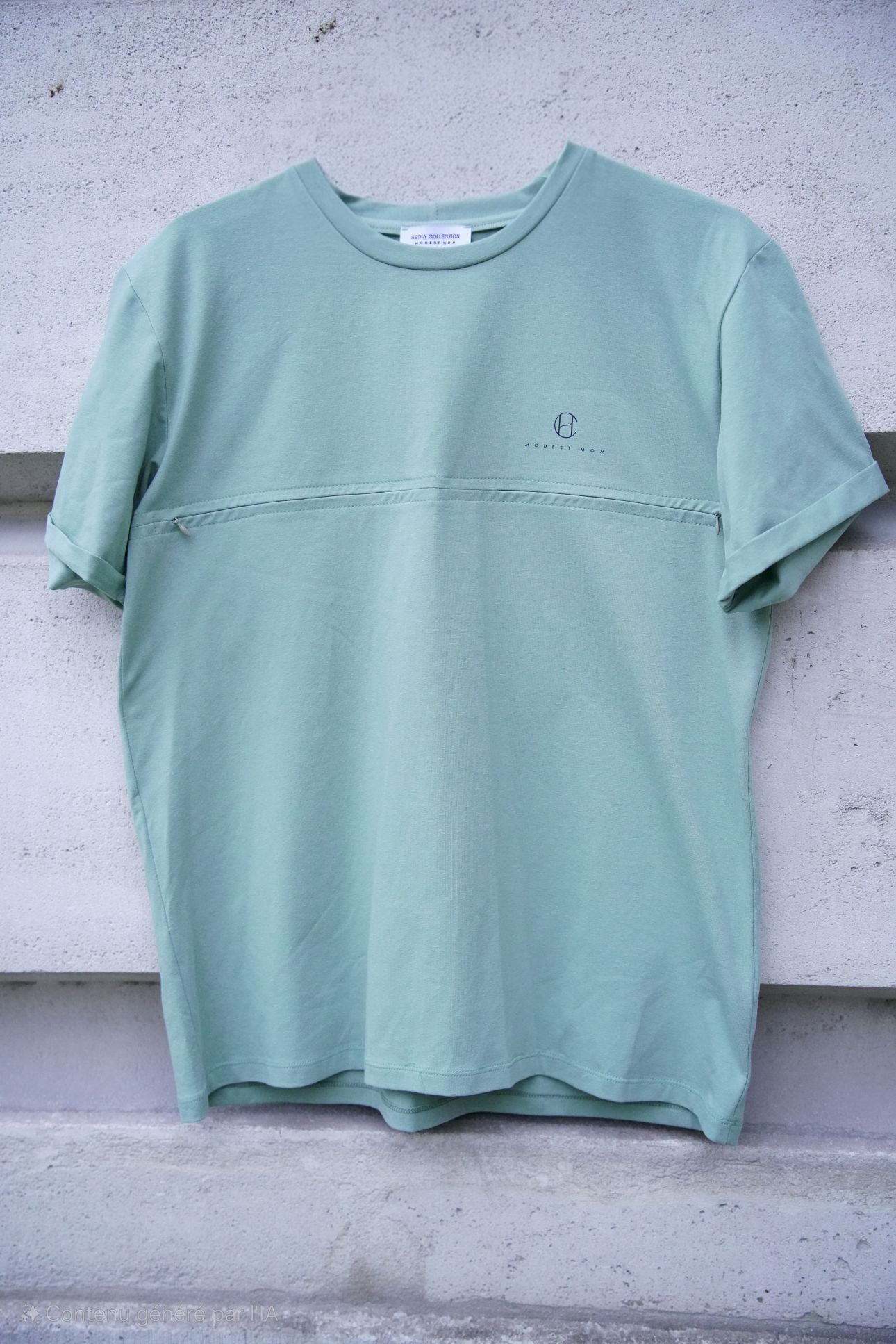 T-shirt allaitement zip discret vert menthe – Hedia Collection
