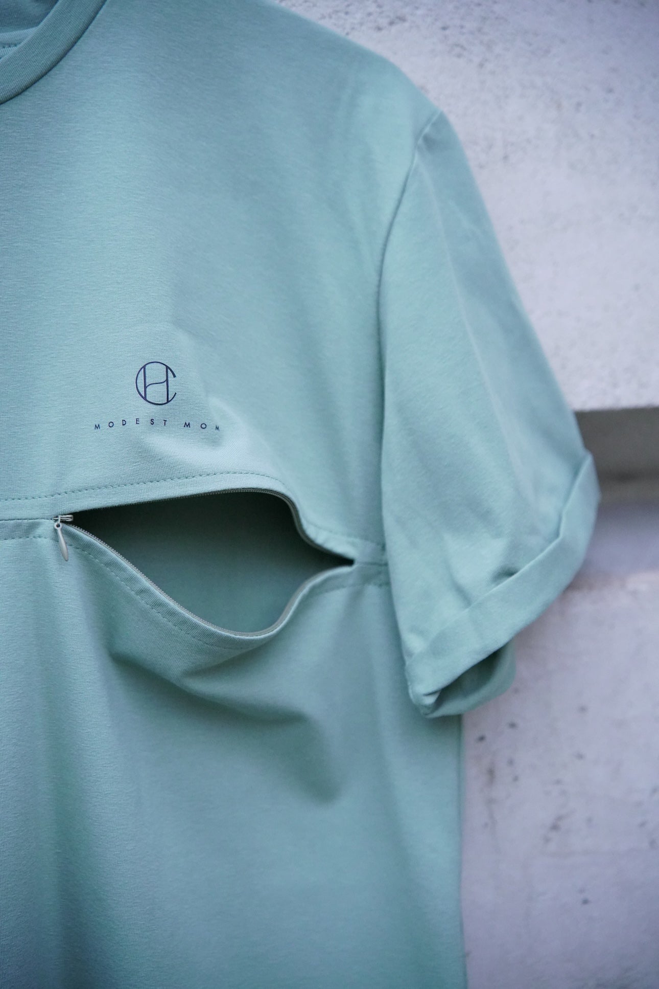 T-shirt allaitement zip discret vert menthe – Hedia Collection